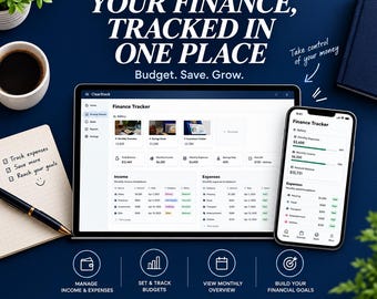 Finance Tracker Notion Template | Budget Planner | Income, Expenses & Savings Goals | Digital Download