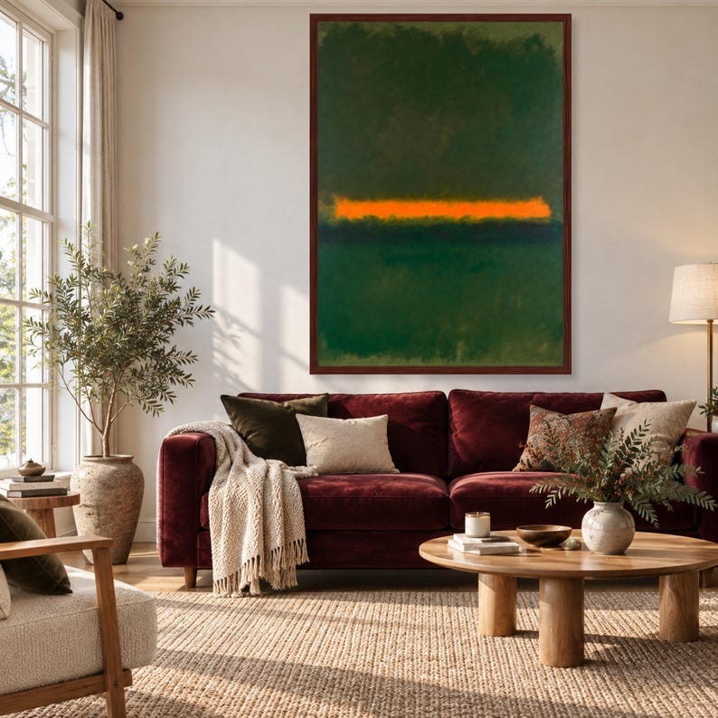 Mark Rothko Green and Orange Abstract Canvas Print, Color Block Wall ...
