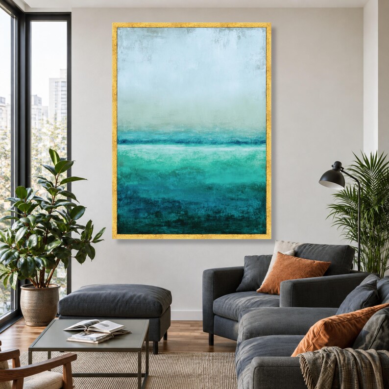 Mark Rothko Turquoise Blue Green Abstract Canvas Print, Color Block ...