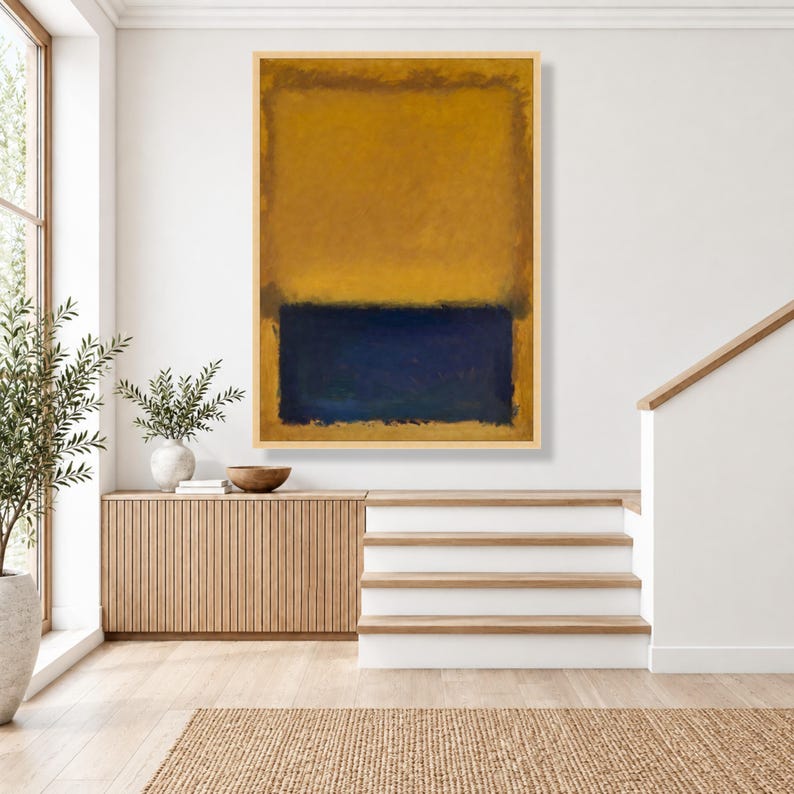 Mark Rothko Gold and Blue Abstract Canvas Print, Color Block Wall Art ...