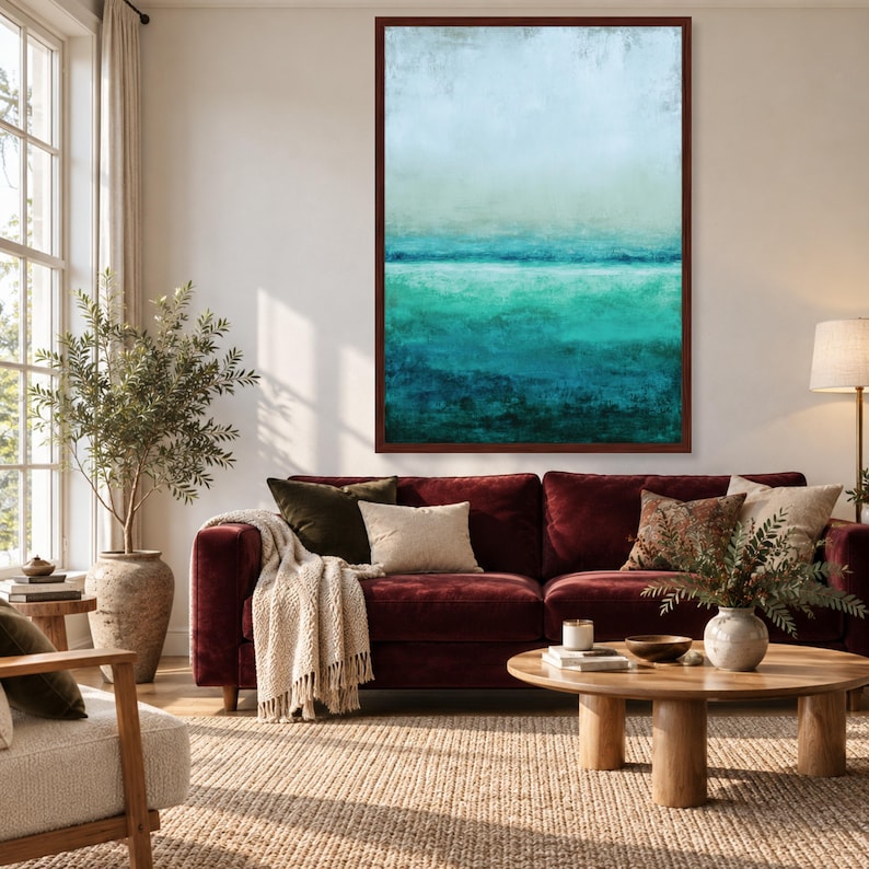 Mark Rothko Turquoise Blue Green Abstract Canvas Print, Color Block ...