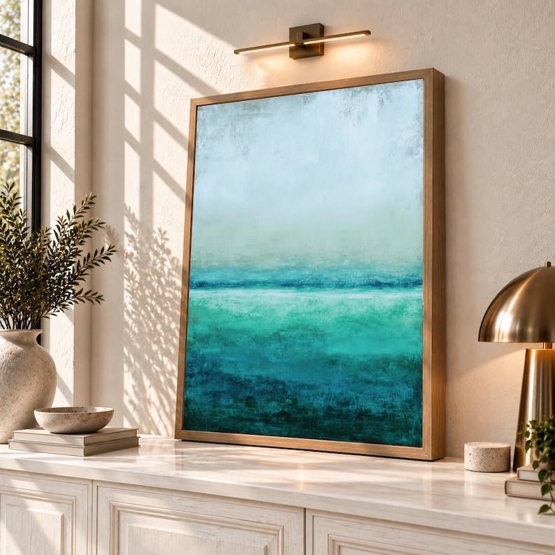 Mark Rothko Turquoise Blue Green Abstract Canvas Print, Color Block ...