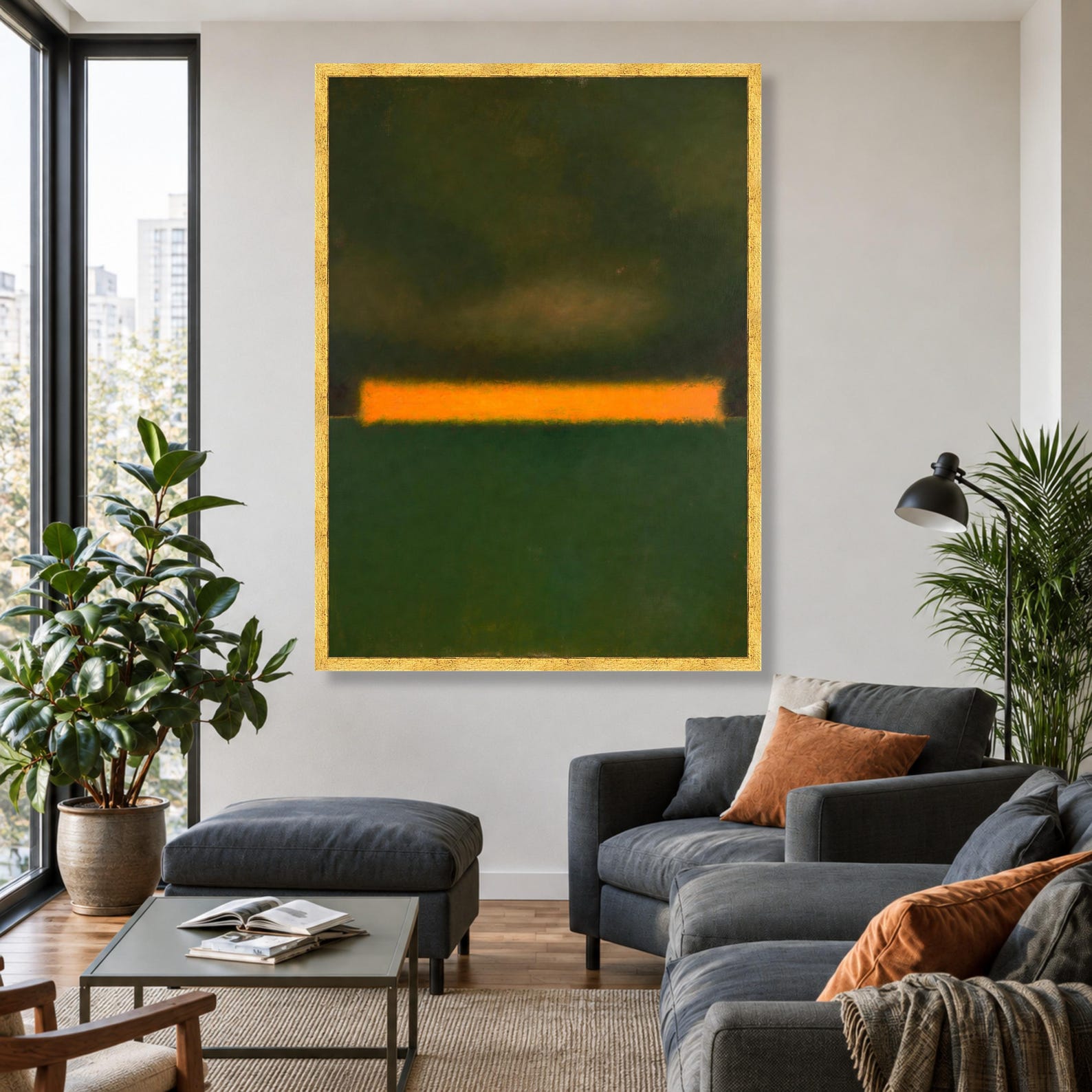 Mark Rothko Green and Orange Abstract Canvas Print, Color Block Wall ...