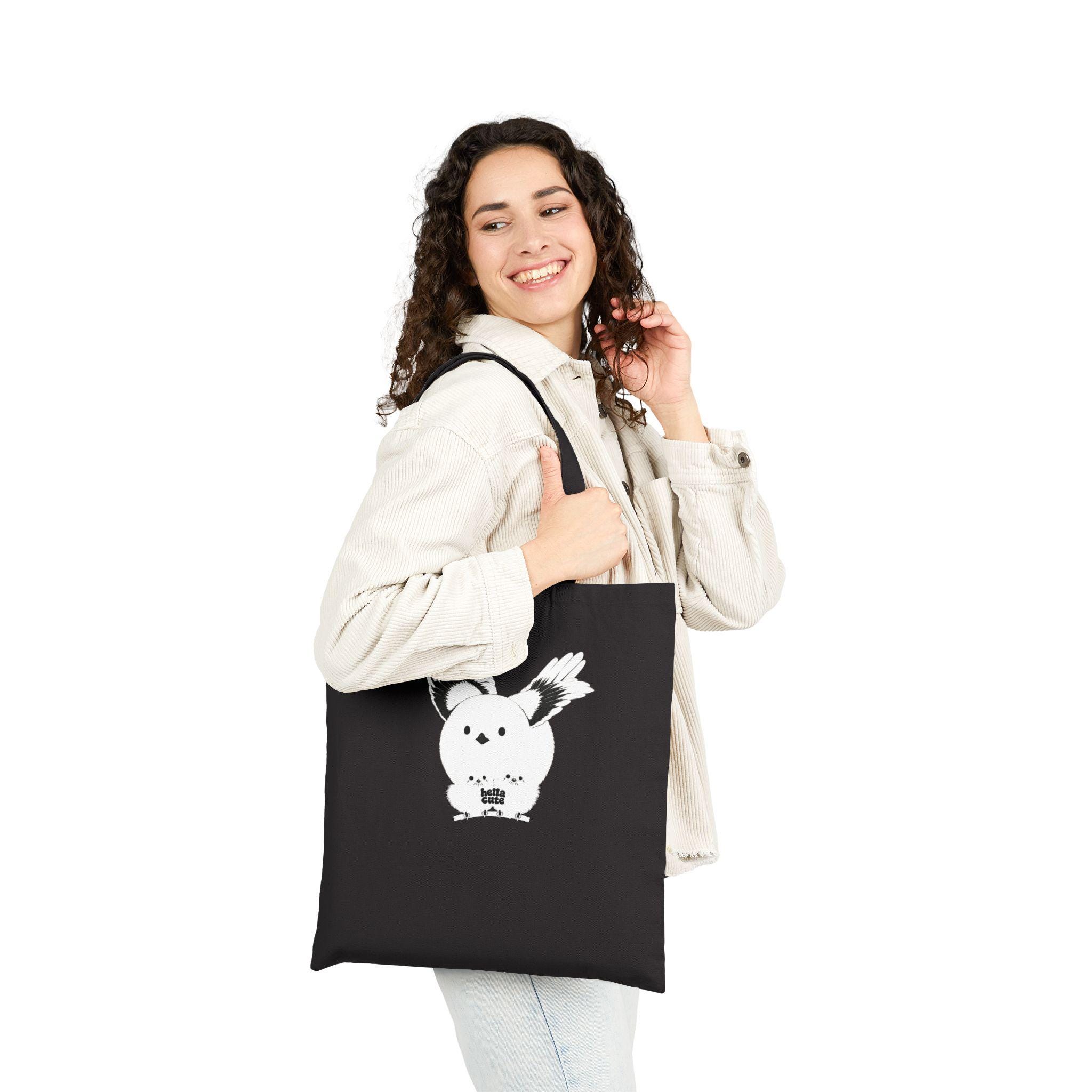 Fluffy Owl Illustration Tote Bag | Cotton Canvas Eco Shopper