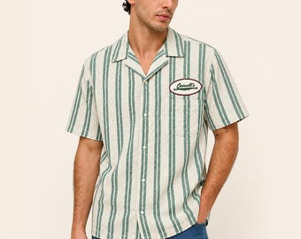 Bear Bailey Shirt, Green Striped Button Up Shirt, Obsession Movie Costume, Nikki Freeman Cosplay, Couples Halloween Costume, Horror Movie