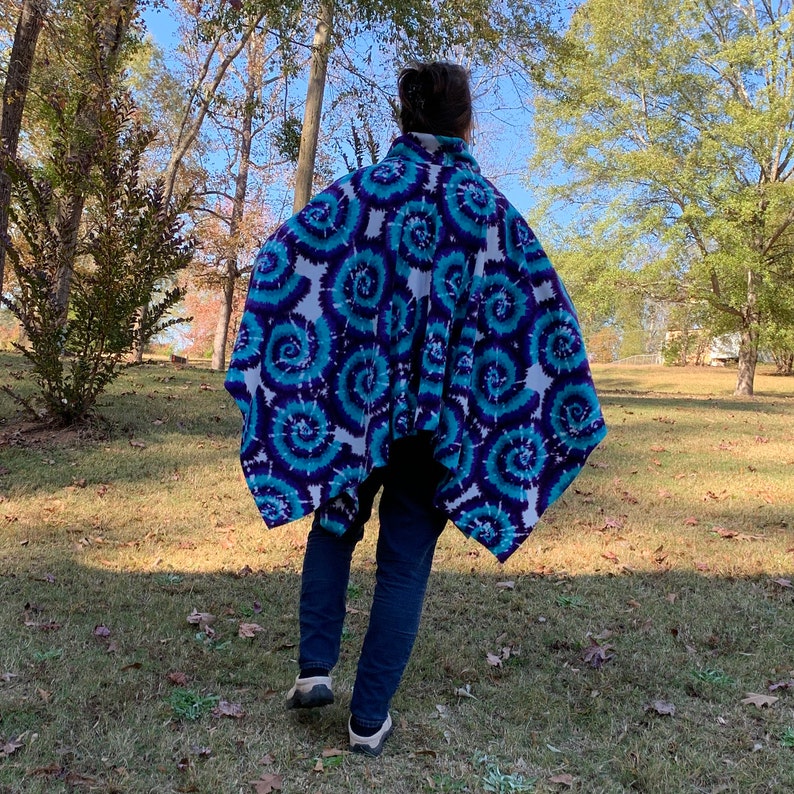 Purple Turquoise Cowl Neck Poncho TieDye image 9