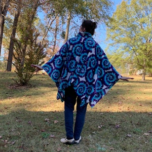 Purple Turquoise Cowl Neck Poncho TieDye image 7