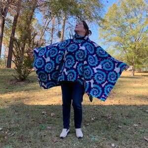 Purple Turquoise Cowl Neck Poncho TieDye image 2