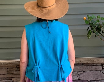 Turquoise Sleeveless Jacket Vest FREE Domestic Shipping