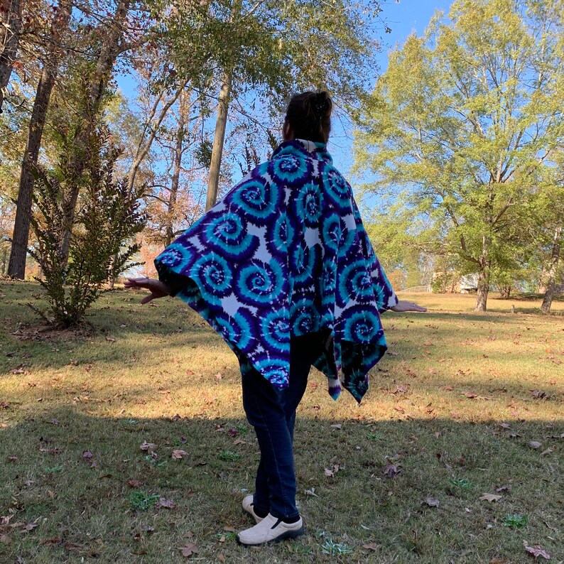 Purple Turquoise Cowl Neck Poncho TieDye image 6