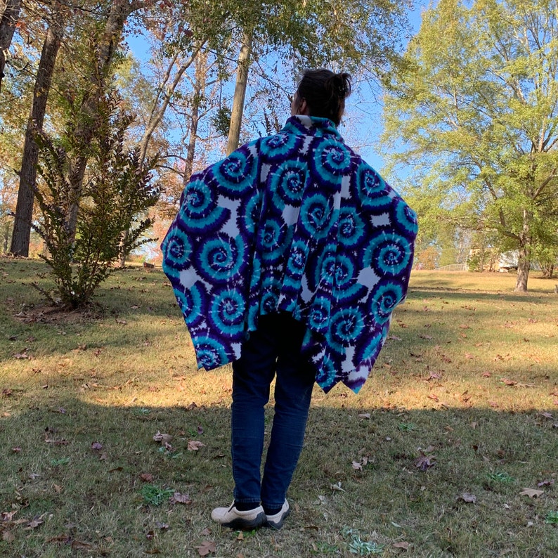 Purple Turquoise Cowl Neck Poncho TieDye image 8