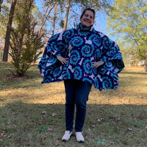 Purple Turquoise Cowl Neck Poncho TieDye image 5