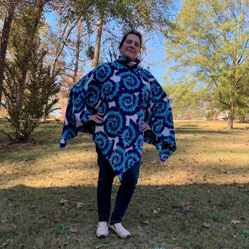 Purple Turquoise Cowl Neck Poncho TieDye image 3