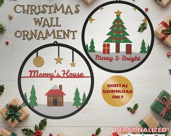 Personalized Christmas Ornament 3D Print File, Custom Name Door Hanger STL 3MF, Digital Download