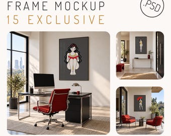 Bauhaus Frame Mockup Bundel, 15 PSD Muurdecoratie Scènes voor Photoshop (Digitale Download)