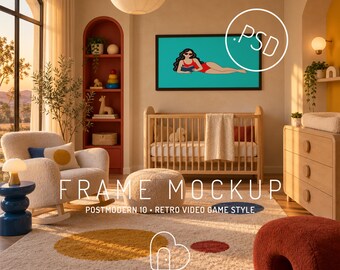 Horizontal Frame Mockup PSD, 3:2 Wall Art Display for a Postmodern Nursery (Digital Download)