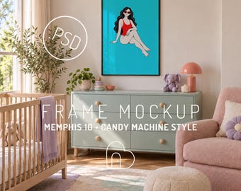 Memphis Kinderzimmer-Rahmen-Mockup, farbenfrohes Babyzimmer (Digitaler Download)
