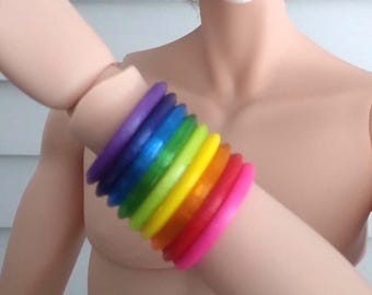 Pear and Boy Smartdoll Sized Bangle Bracelet Set - Rainbow! -Smart BJD doll Jewelry