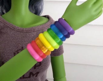 Classic Smartdoll Sized Bangle Bracelet Set - Rainbow! -Smart BJD doll Jewelry