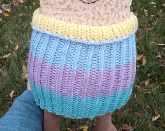 Fits Most 11-12" Peanut Kiwi and Other Plush Animals with No Arms - Striped No Sleeves Tube Sweater