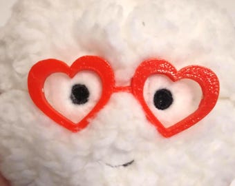 Red Heart Shaped Glasses Frames For Jelly Peanut Bean and Other Similar Plushies