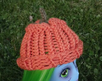 1/3 Scale Smartdoll Sized Hat - Pumpkin Hat - Loom Knit Smart Sized Halloween Hat - Smart BJD doll clothes