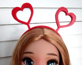 1/3 Scale BJD Smartdoll Sized Hearts Headband - Red Cutout Hearts -Smart BJD doll Jewelry