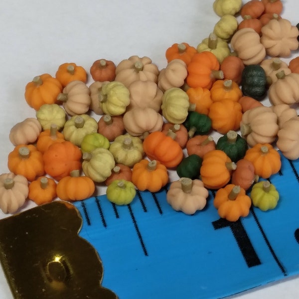 Assorted Micro Miniature Polymer Clay Pumpkins Winter Squash and Gourds - Handmade - Quarter Inch Scale