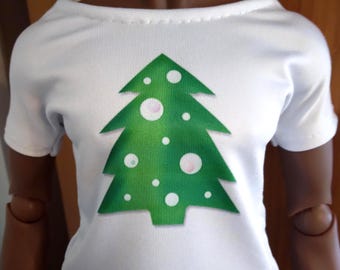 1/3 Scale Smartdoll Boy Sized T Shirt - Festive Winter Green Christmas Tree  - Smart doll Sized clothes