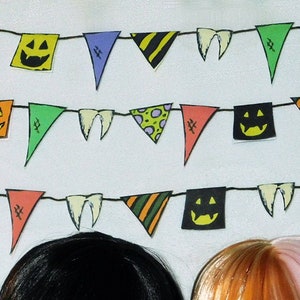DIY Printable 1:6 Scale Halloween Bunting/Banner Flags - Playscale Blythe Sized - PDF Digital Download