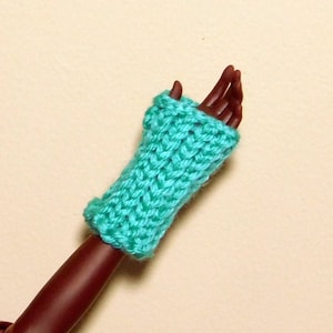 1/3 Scale SD Sized Hand Warmers Fingerless Gloves - Teal Green Hand Warmers - Loom Knit Smart doll Sized Clothes