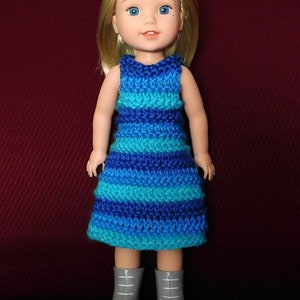 For Most 14&quot; Fashion Dolls - Blue Ombre Stripes Knit Dress - Cute Semi-Formal Dress Fits Glitter Wellie and Bright Dolls