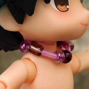 Pink and Purple Tiny Bead Doll Choker Necklace  -  Fits Obitsu 11 , Obitsuroid, Nendoroid Dolls & Other Small BJD Dolls