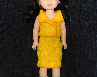 Voor de meeste 14 "Fashion Dolls - Gele 2-delige gebreide jurk - Leuke semi-formele zomerjurk past glitter wellie en grote verrassing poppen