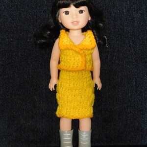 For Most 14&quot; Fashion Dolls - Yellow 2 Piece Knit Dress - Cute Semi-Formal Summer Dress Fits Glitter Wellie and Large Surprise Dolls