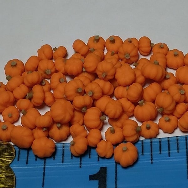 Assorted Micro Miniature Polymer Clay Pumpkins - Misc Assorted Orange - Handmade - Quarter Inch Scale