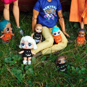Tiny 1:6 baby Embroidered Felt Jack O Lantern Shirt - Fits Fashion Doll Sized Babies - Black or Orange - Unisex Gender Neutral Doll Clothes