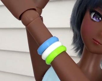 Classic Smartdoll Sized Bangle Bracelet Set - Blue White Green -Smart BJD doll Jewelry