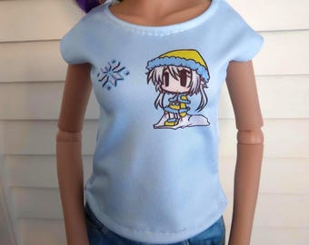 1/3 Scale Classic Smartdoll Graphic T Shirt - Winter Chitose on Light Blue  - Smart doll Sized clothes