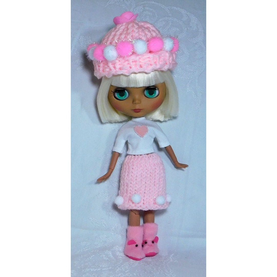 Pink Rose Pink Heart Pom Pom Outfit - Blythe Valentines Day Outfit ...
