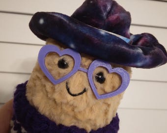 Purple Heart Shaped Glasses Frames For Jelly Peanut Bean and Other Similar Plushies