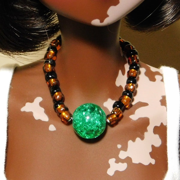 1/3 Scale BJD SD Sized Enchanted Emerald Colored Necklace - Assorted Bead Necklace - Smart BJD doll Jewelry