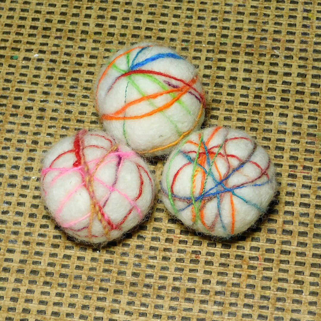 Small Color Splash Felted Dryer Balls 100 Wool Lambswool and Dyed