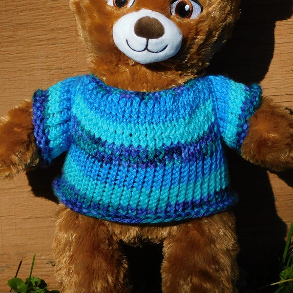 Teddy Bear Halter Top Sweater - Cool Blue Loom Knit Sweater - Convient à la plupart des 14 « - 16 » Bears Frogs Paresseux et autres animaux en peluche