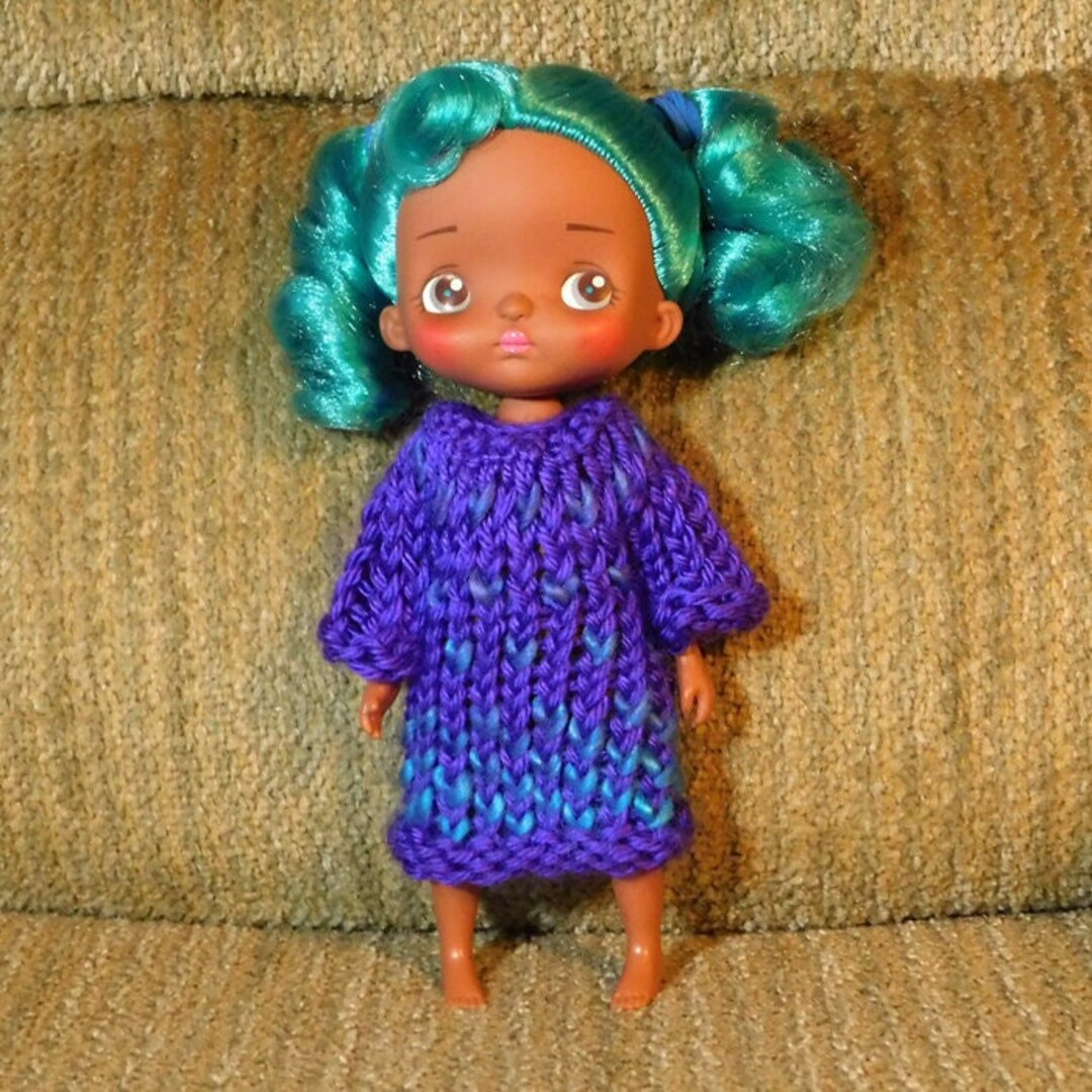 Cozy Purple Loom Knit Sweater Dress Cute Doll Outfit Fits Holala Monst Na Na Blythe & Petite