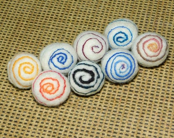 Small Swirly Felted Dryer Balls - 100% Wool Lambswool and Dyed Merino