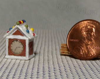 1/12th Scale Dollhouse Miniature Gingerbread House Clock - 2015 Mini Gingerbread House Series Series