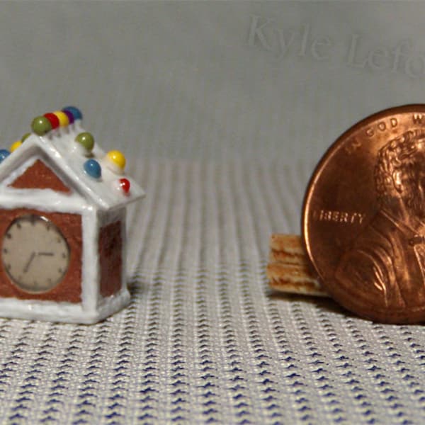 1/12th Scale Dollhouse Miniature Gingerbread House Clock - 2015 Mini Gingerbread House Series Series