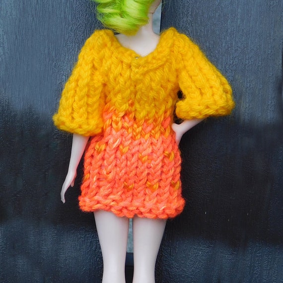 Cozy Sunburst Yellow Orange Loom Knit Sweater Dress - Cute Doll Outfit -  Fits Holala Monst Na Na & Petite Fashion Dolls - Etsy