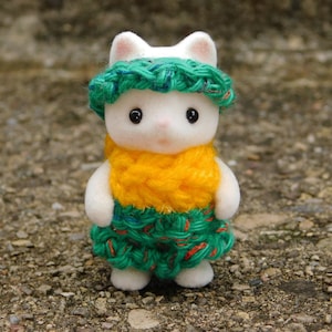 Crochet Baby Critter Outfit. One of a Kind - Adventure Baby Animal Outfit Costume with Headband - Yellow and Green - Tie On Doll Clothes
